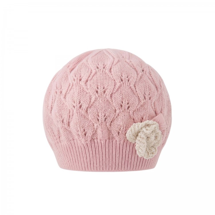 MARLU' Cappellino rosa con fiore neonata