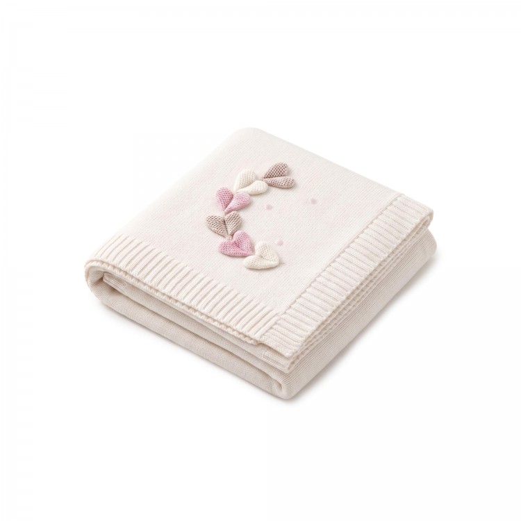 MARLU' Copertina bianca con cuori neonata