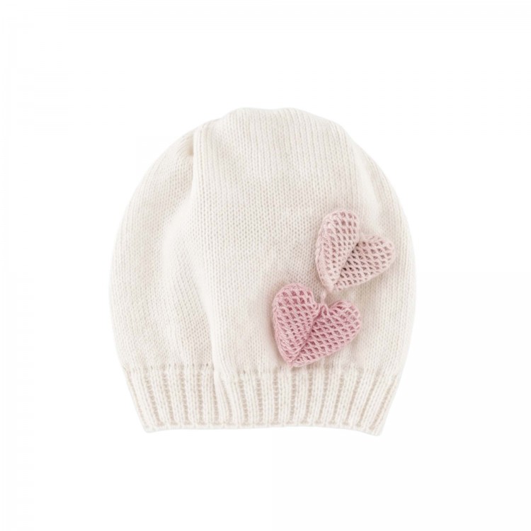 MARLU' Cappellino bianco con cuori neonata