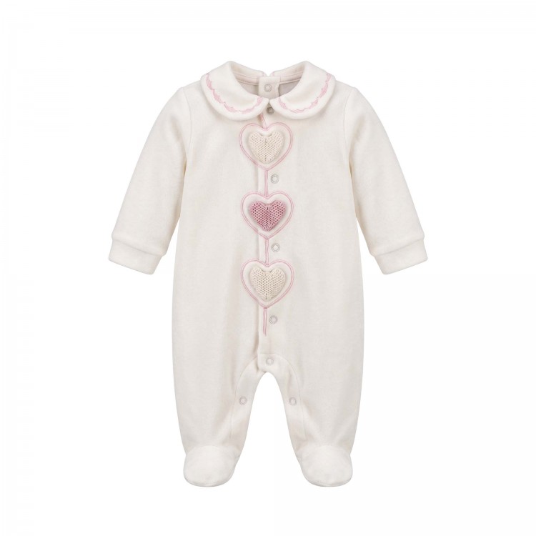 MARLU' Tutina bianca e rosa cuori neonata