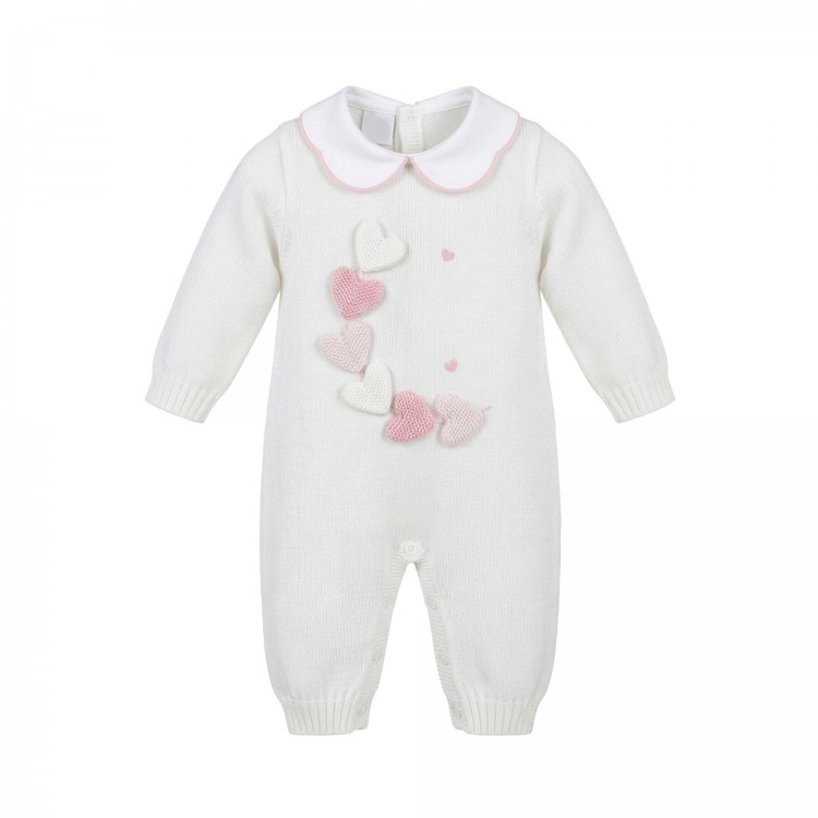 MARLU' Tutina bianca e rosa cuori neonata