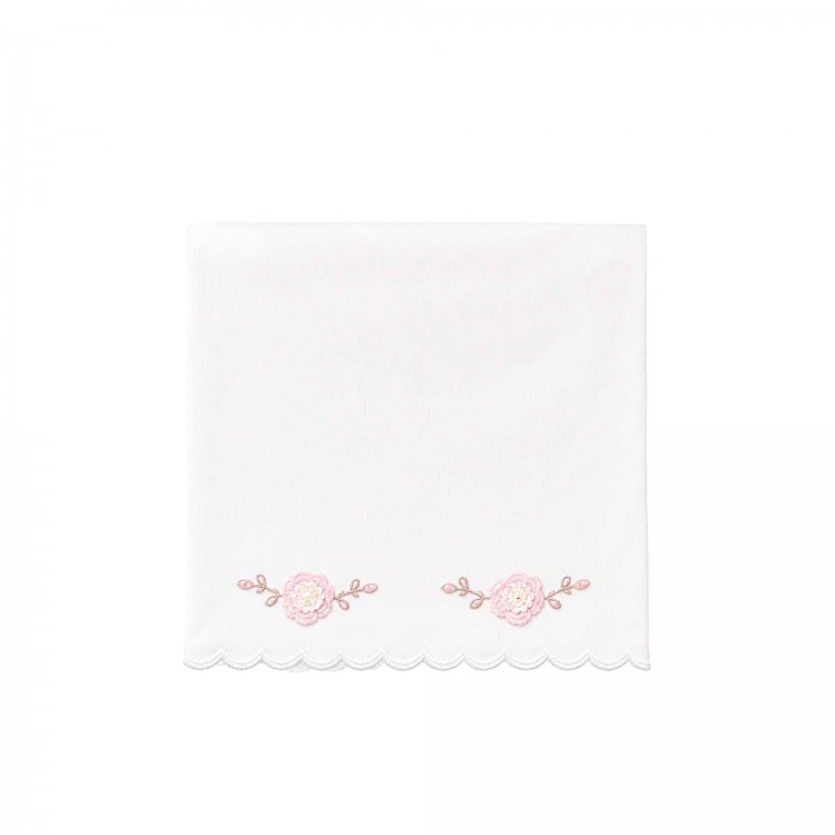 MARLU' Set lenzuolino bianco e rosa neonata