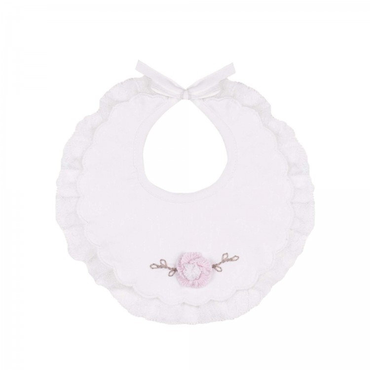 MARLU' Bavetta bianca con fiore neonata