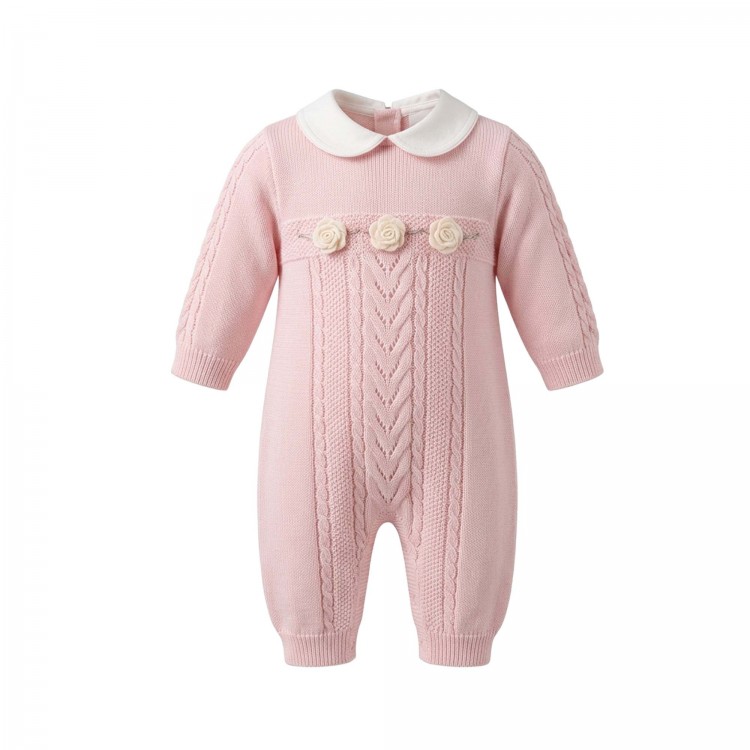 MARLU' Tutina rosa con fiori neonata