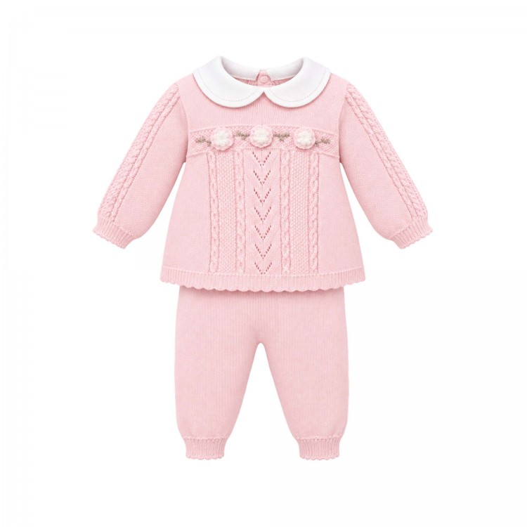 MARLU' Completo rosa con fiori neonata