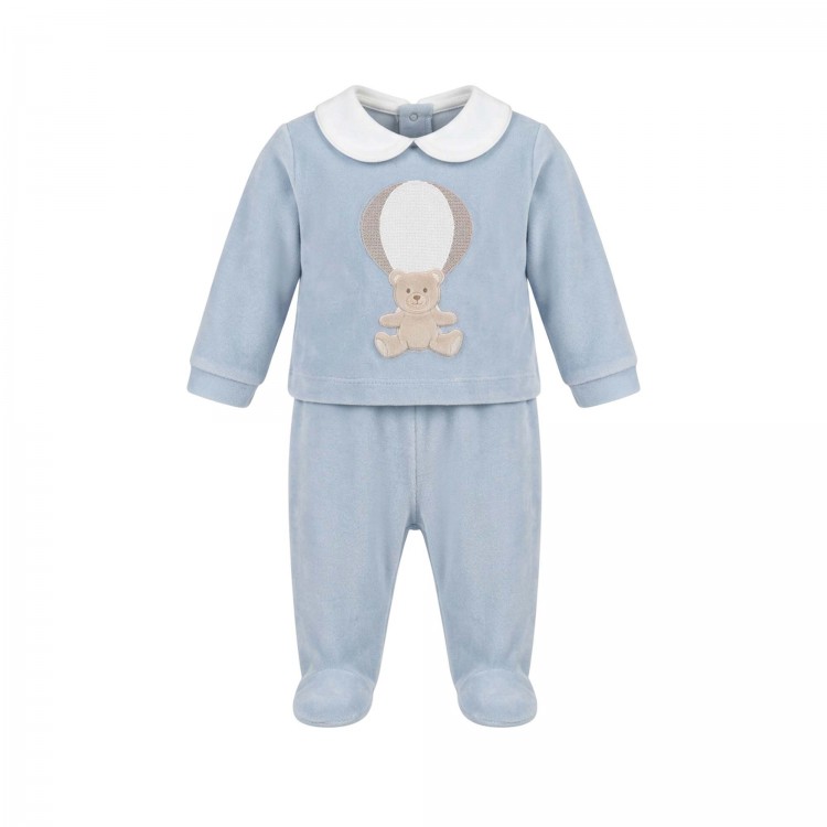 MARLU' Completo celeste in ciniglia neonato