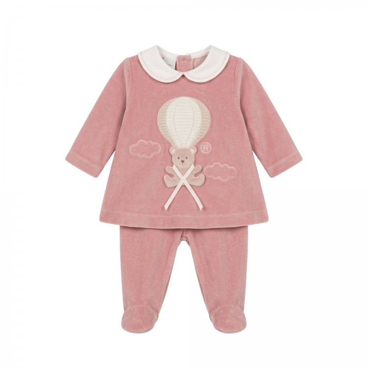 MARLU' Completo rosa in ciniglia neonata