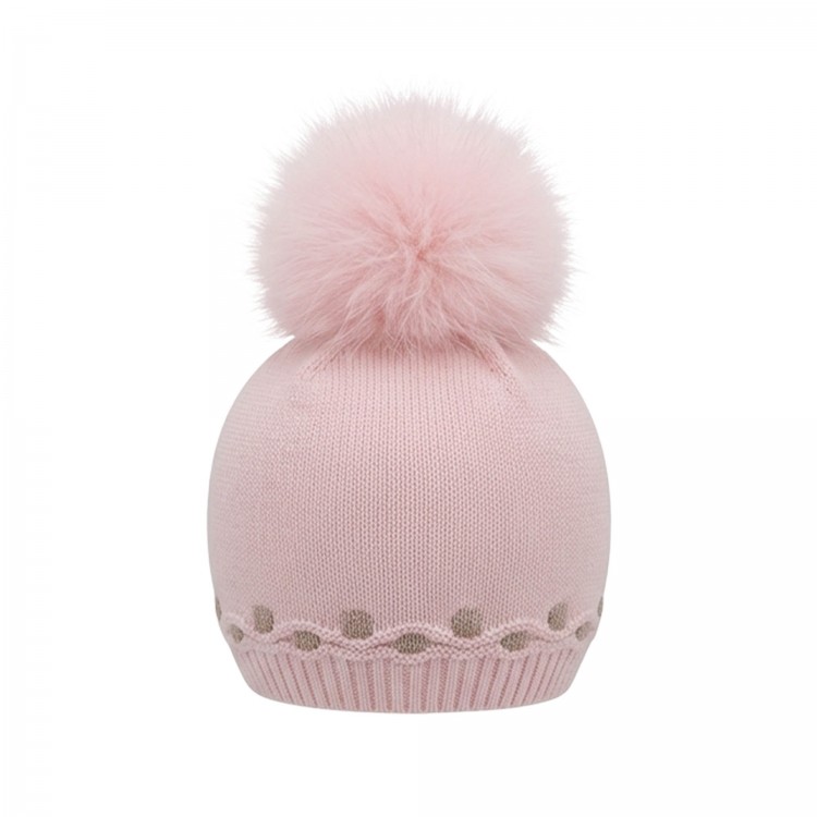 MARLU' Cappellino rosa in filato neonata