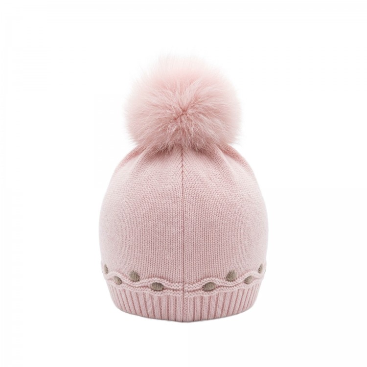 MARLU' Cappellino rosa in filato neonata