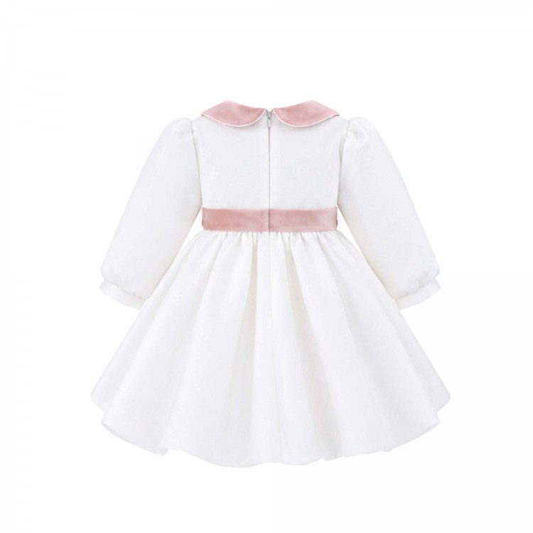 MARLU' Abito bianco con fiocco rosa neonata