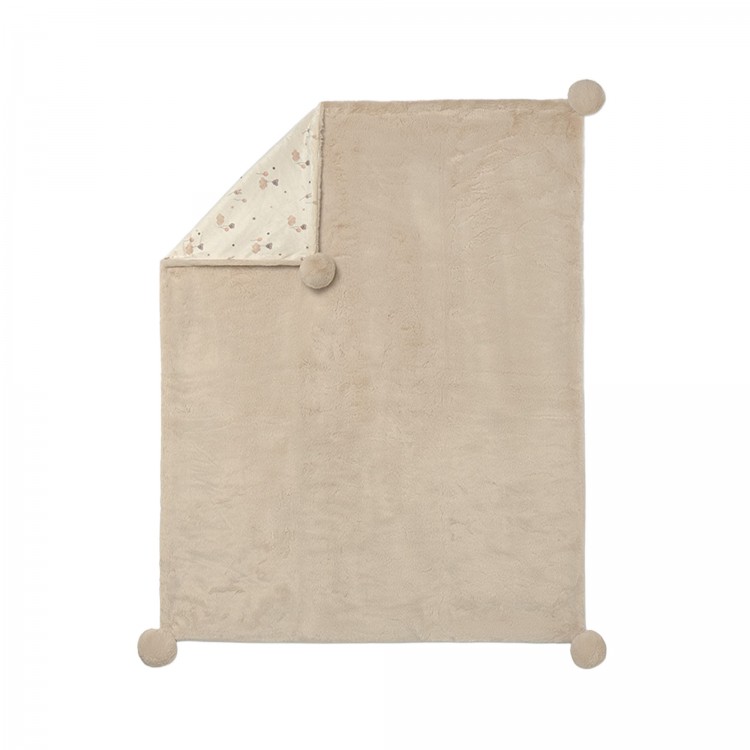 MAYORAL NEWBORN Coperta beige in pile con pompon neonati