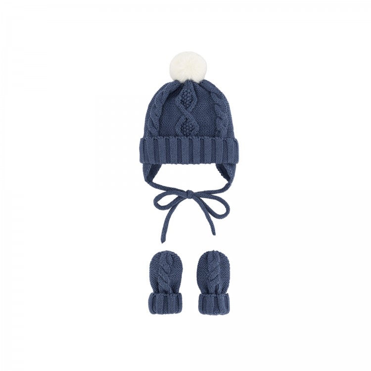 MAYORAL NEWBORN Completo blu cappello e guanti neonato