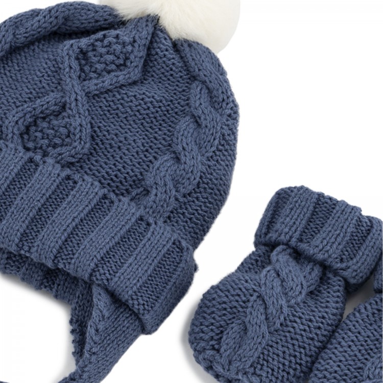 MAYORAL NEWBORN Completo blu cappello e guanti neonato