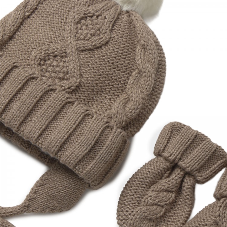 MAYORAL NEWBORN Completo marrone cappello e guanti neonato