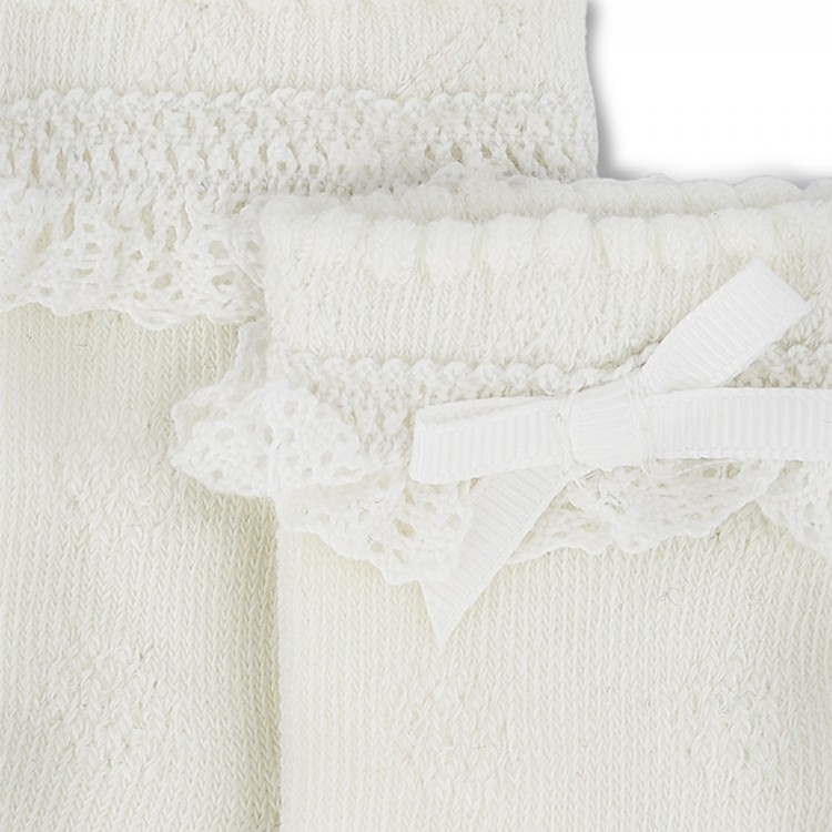 MAYORAL NEWBORN Calze panna fiocchetti neonata