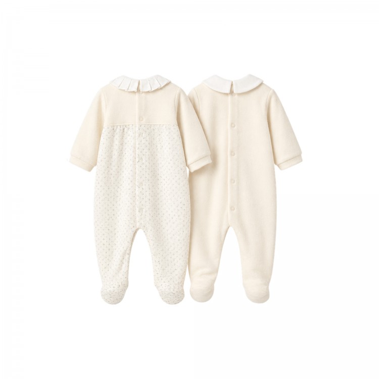 MAYORAL NEWBORN Set di tutine panna in ciniglia neonato