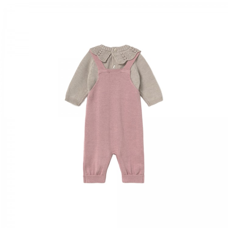 MAYORAL NEWBORN Completo rosa con salopette neonata