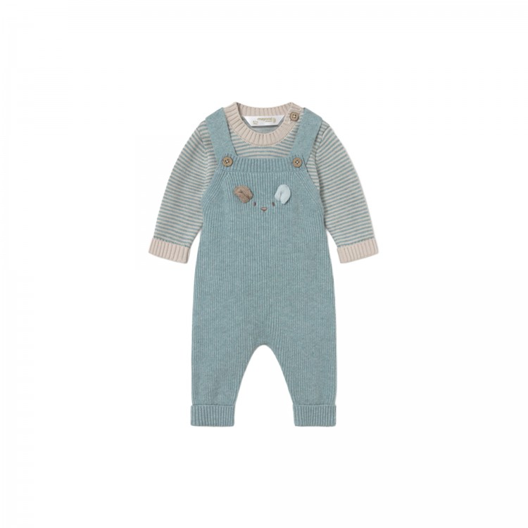 MAYORAL NEWBORN Completo turchese con salopette neonato