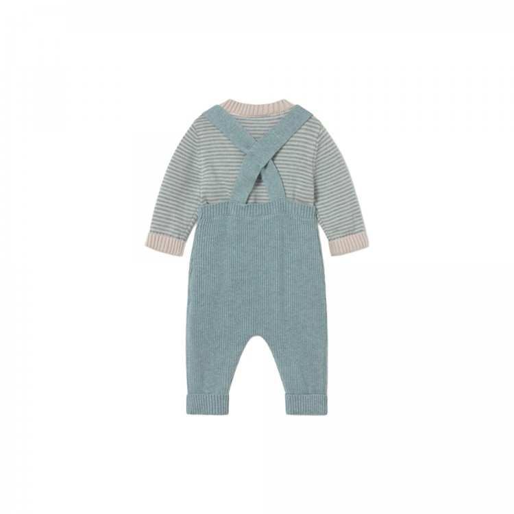 MAYORAL NEWBORN Completo turchese con salopette neonato