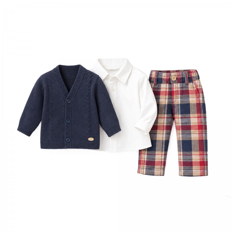 MAYORAL NEWBORN Completo blu navy tre pezzi neonato