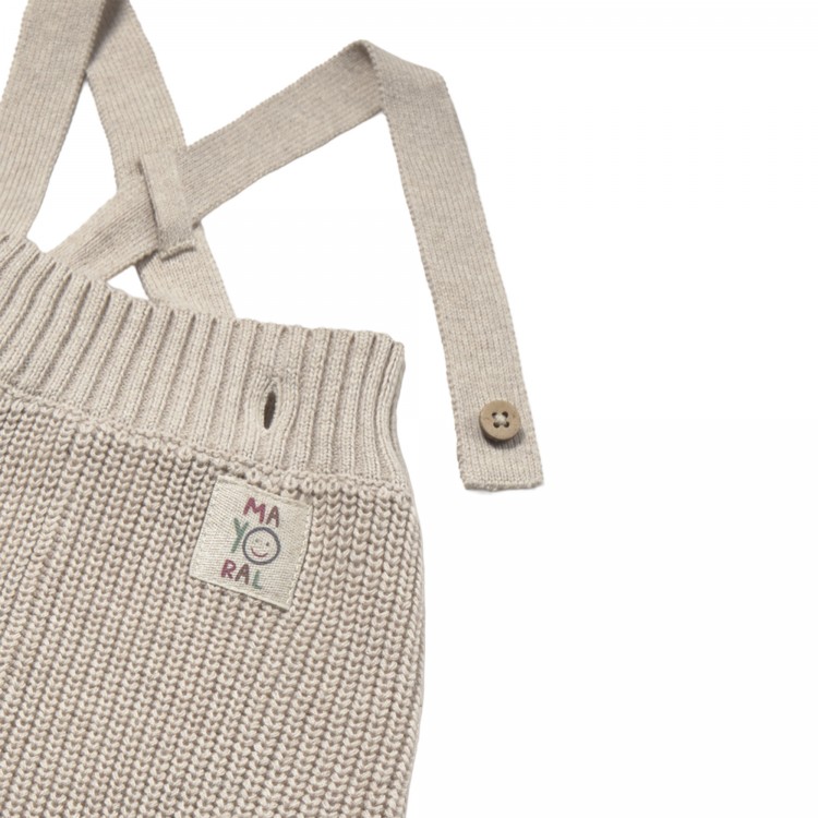 MAYORAL NEWBORN Salopette beige tricot neonato