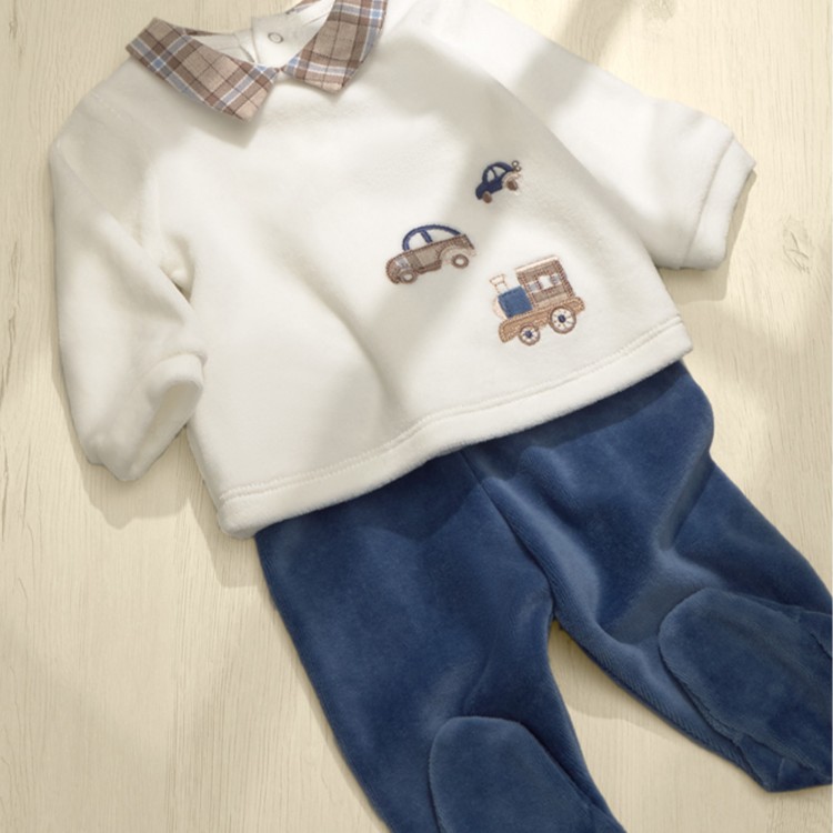 MAYORAL NEWBORN Completo blu ghettina e maglia neonato