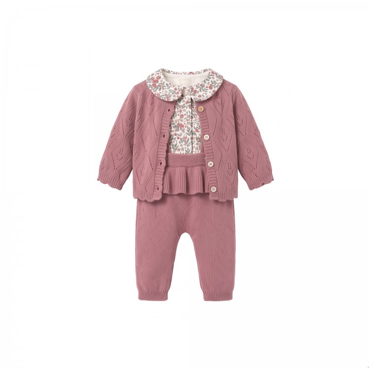 MAYORAL NEWBORN Completo rosa tre pezzi neonata