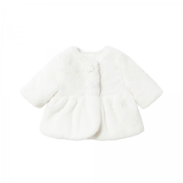 MAYORAL NEWBORN Cappotto bianco in finta pelliccia neonata