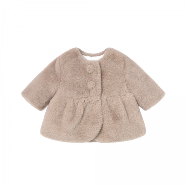 MAYORAL NEWBORN Cappotto beige in finta pelliccia neonata