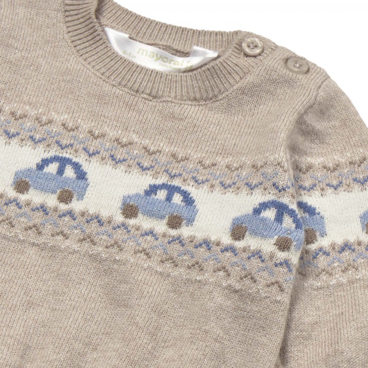 MAYORAL NEWBORN Maglione beige jacquard neonato