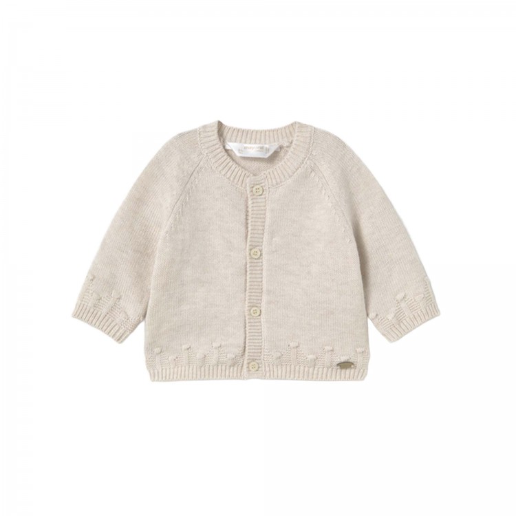 MAYORAL NEWBORN Cardigan beige tricot neonato