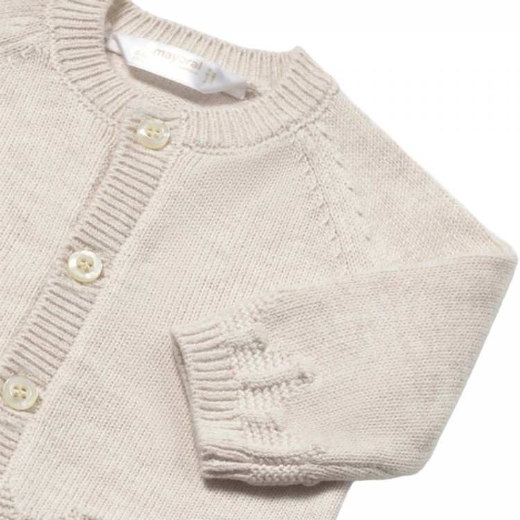 MAYORAL NEWBORN Cardigan beige tricot neonato