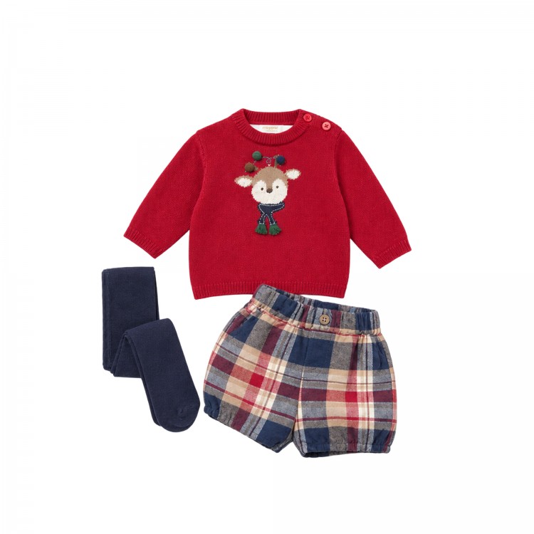 MAYORAL NEWBORN Completo rosso tre pezzi neonato