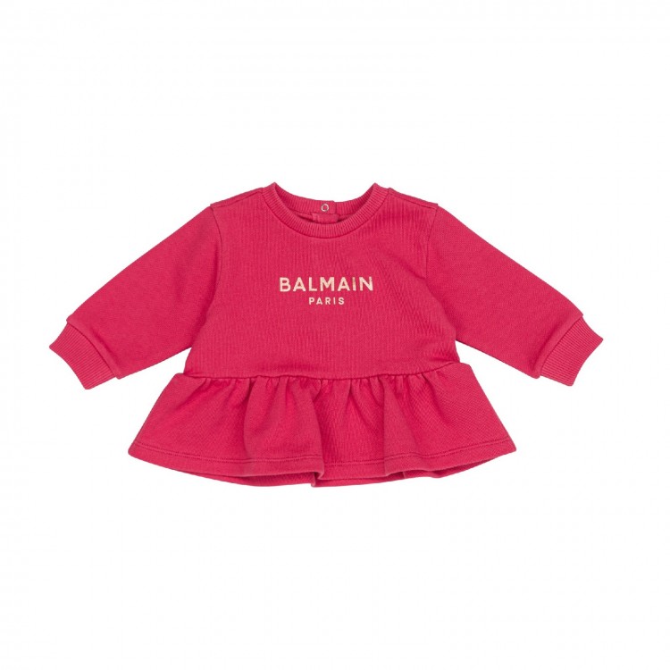 BALMAIN Felpa rosa corallo neonata